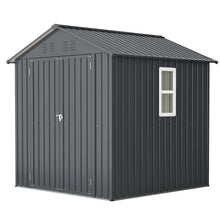 6x6 FT Outdoor Tool Storage Shed with Metal & Lockable Doors