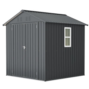 6x6 FT Outdoor Tool Storage Shed with Metal & Lockable Doors
