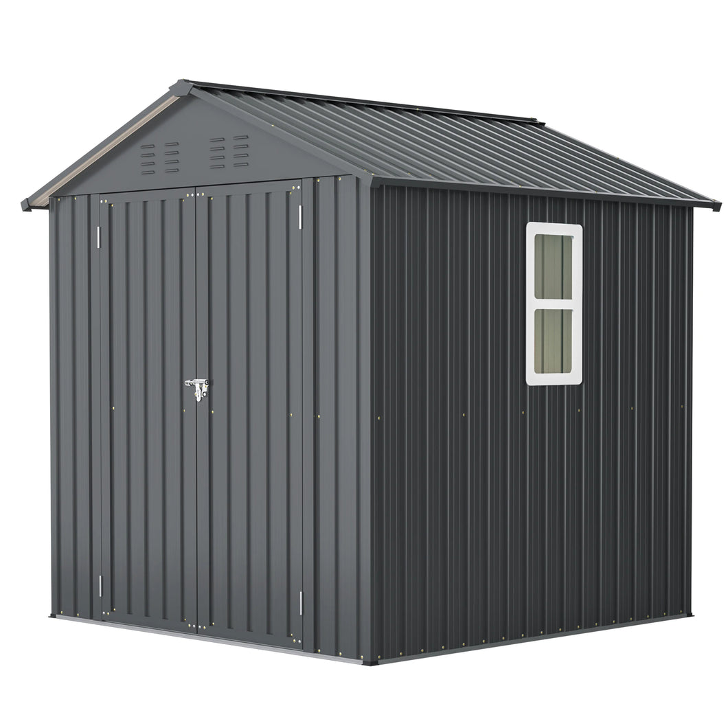 6x6 FT Outdoor Tool Storage Shed with Metal & Lockable Doors