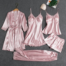 6PC Satin Sleep Pajamas Gown Set