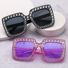 Rhinestone Square Frame Sunglasses