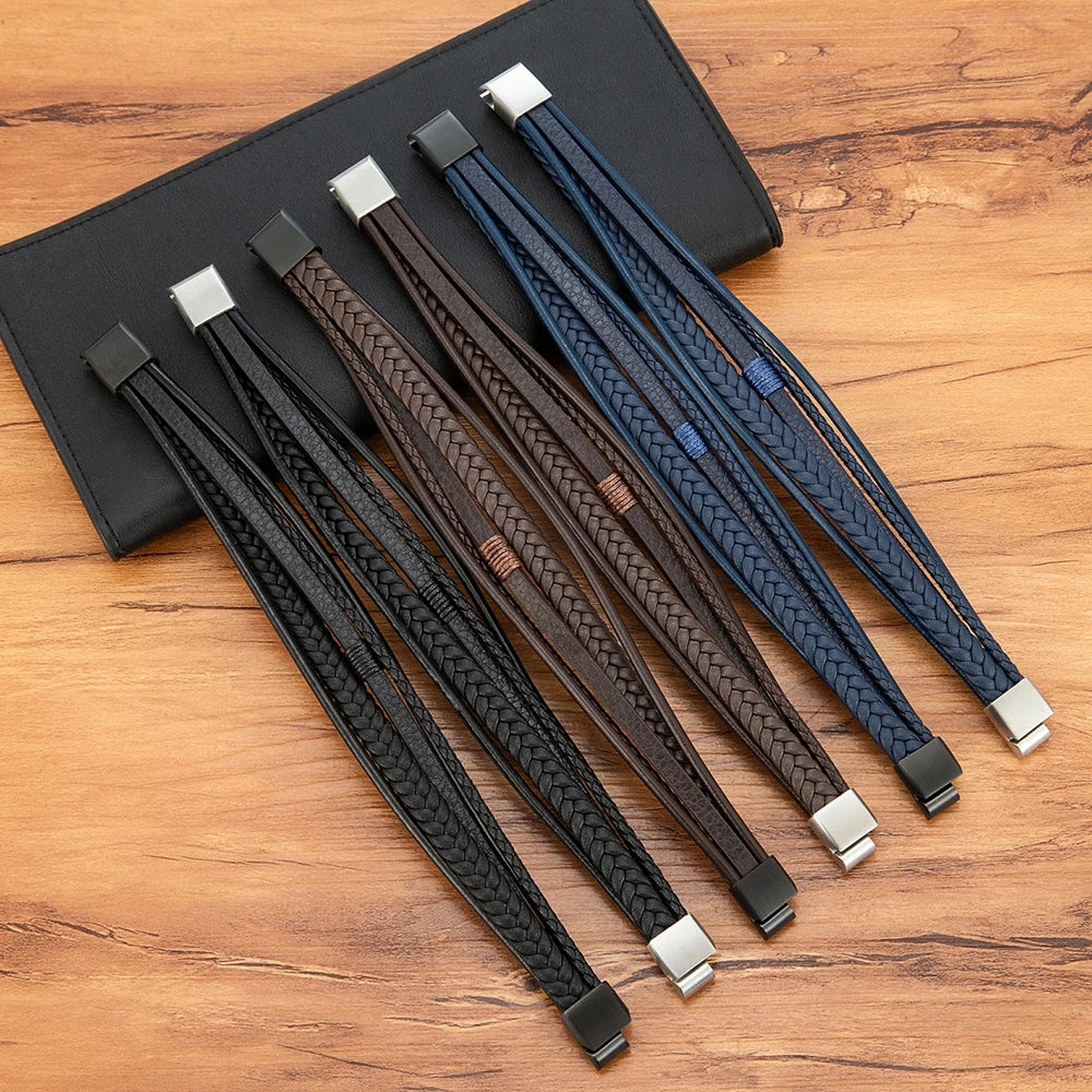 XQNI Hand-Woven Leather Multilayer Bracelet