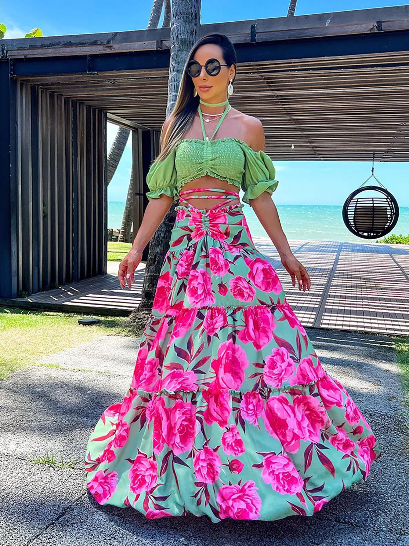 Two Piece Large Skirt and Tube Top Set