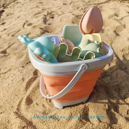 Beach Sandbox Toys with Collapsible Bucket Shovel Rake