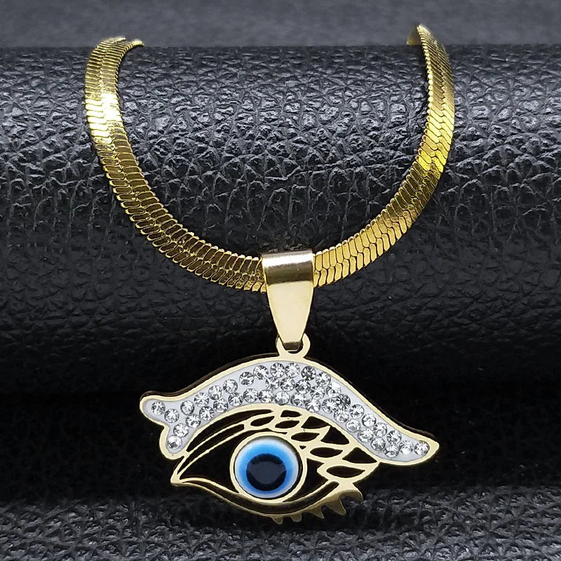 Vintage Crystal Evil Demon Eye Choker Necklace
