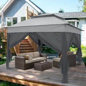 11x11 Pop-up Instant Gazebo Tent with 4 Sidewalls with Carry Bag Stakes and Ropes