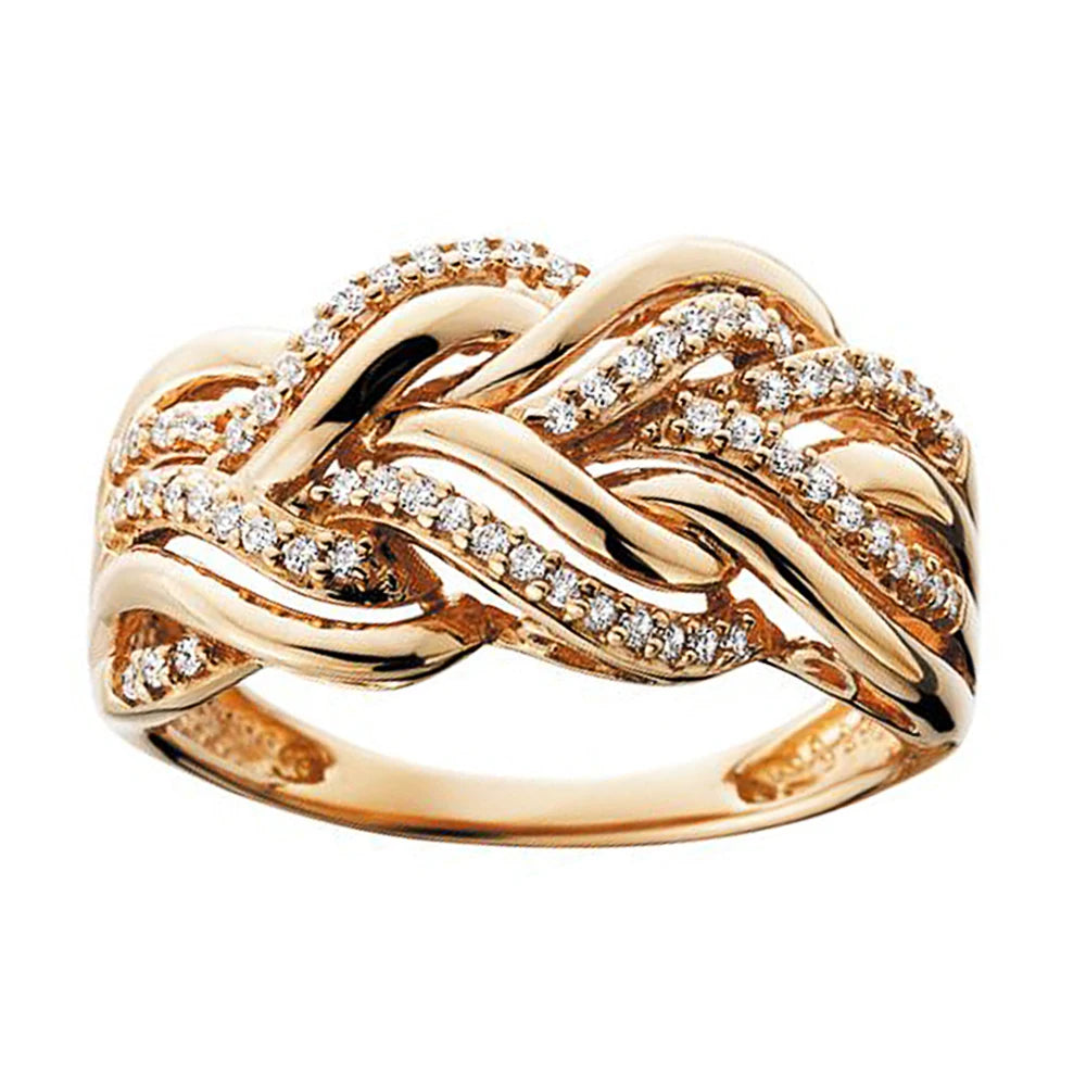 Huitan Trendy Twist Design Cubic Zirconia