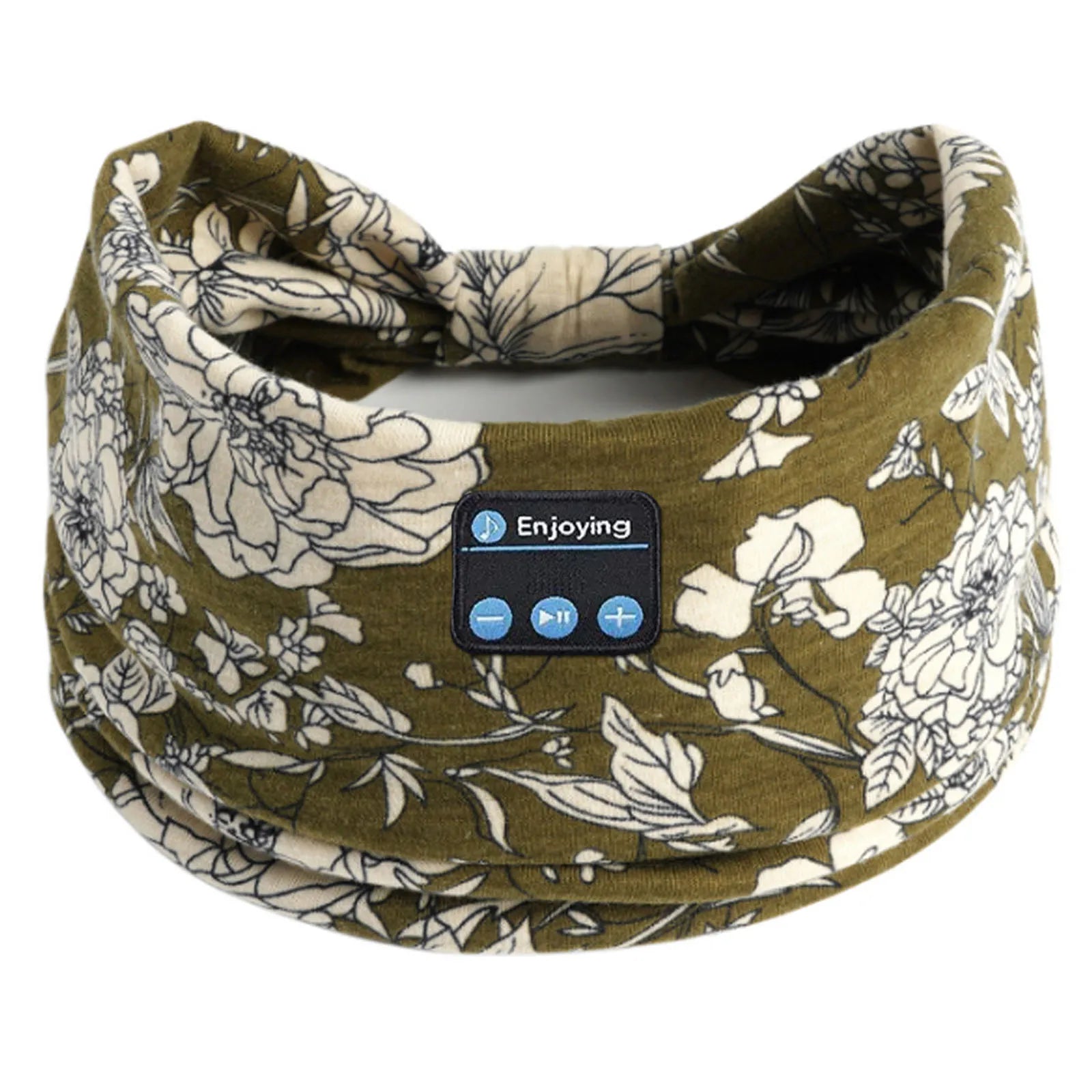 Wireless Bluetooth Floral Print Headband Headphones with Headset Microphone