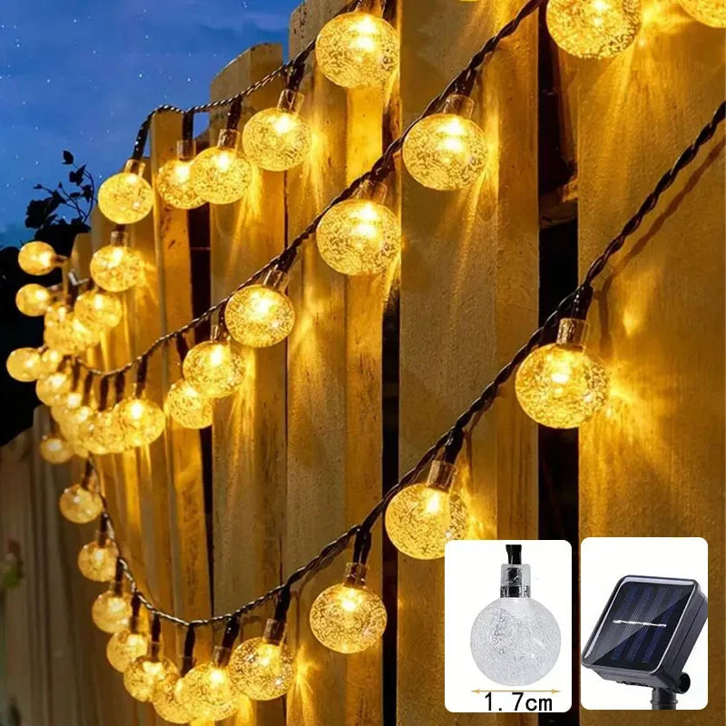 Solar String Lights 100 LED Crystal Globe Solar Lights
