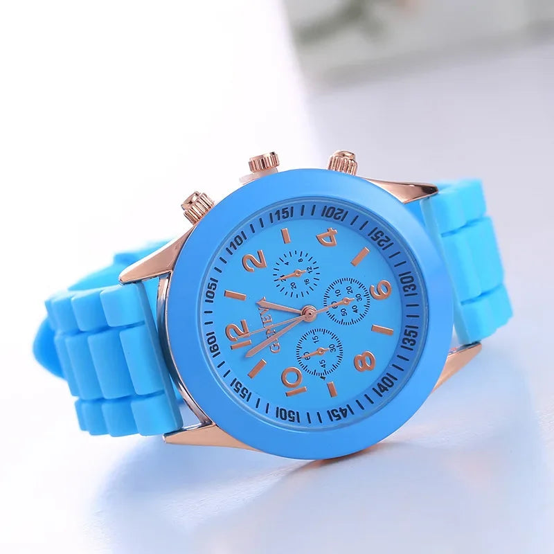 Geneva Ladies Silicone Strap Quartz Wristwatch