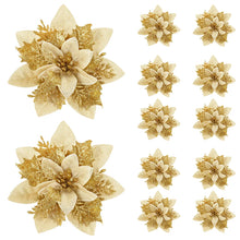 Glitter Pink Christmas Tree Flower Ornaments