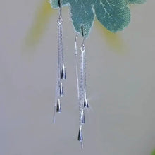 Silver Color Long Water Drop Tasseled Earrings