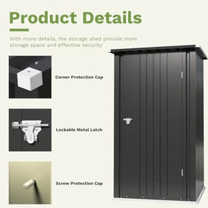 3x3FT Outdoor Storage Shed with Sloping Roof and Single Lockable Door