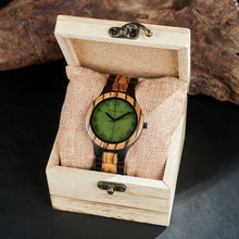 Wooden BOBO BIRD Handmade Natural Leaf Dial Wristwatch