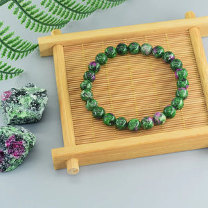 Geniune Natural Epidote Zoisite Stone Bead Bracelet