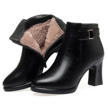 Chunky Heel Soft Leather Side Zipper Design Ankle Boots