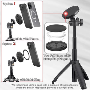 Magnetic Smartphone Tripod Mini Extendable Selfie Stick 360° Ball Head for iPhone
