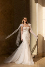 Gorgeous Off Shoulder Detachable Train Lace Appliques Wedding Dress