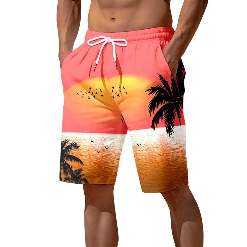 Colorful 3d Printed Beach Shorts