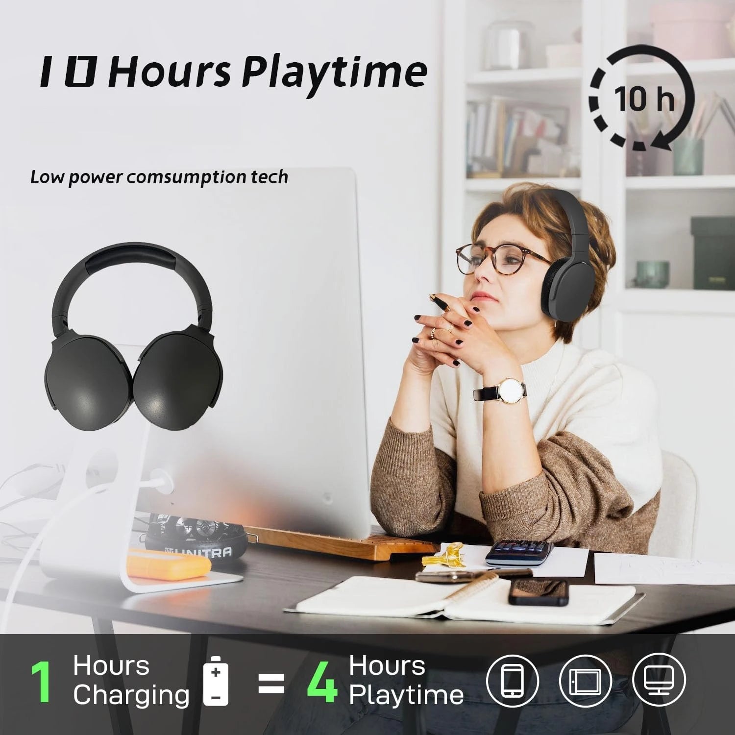 P2961 Bluetooth 5.3 Headphone Over HIFI Stereo Sports Noise Reduction Headset