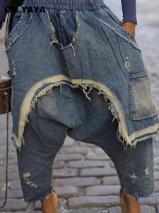 CM.YAYA Ripped Out Hole Denim Pants