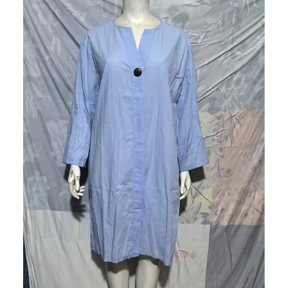 Loose V-neck Two Side Slit Pullover Dress