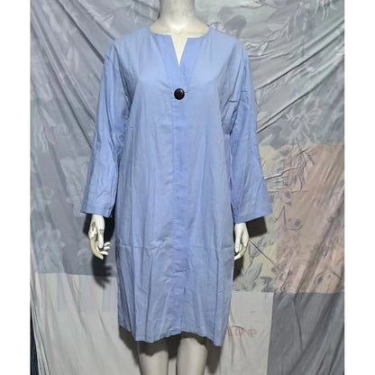 Loose V-neck Two Side Slit Pullover Dress