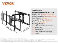 VEVOR Full Motion TV Mount Fit for Most 26-90in TVs Swivel Tilt Horizontal Adjustment