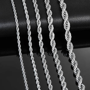 Stainless Steel Silver Twisted Rope Chain