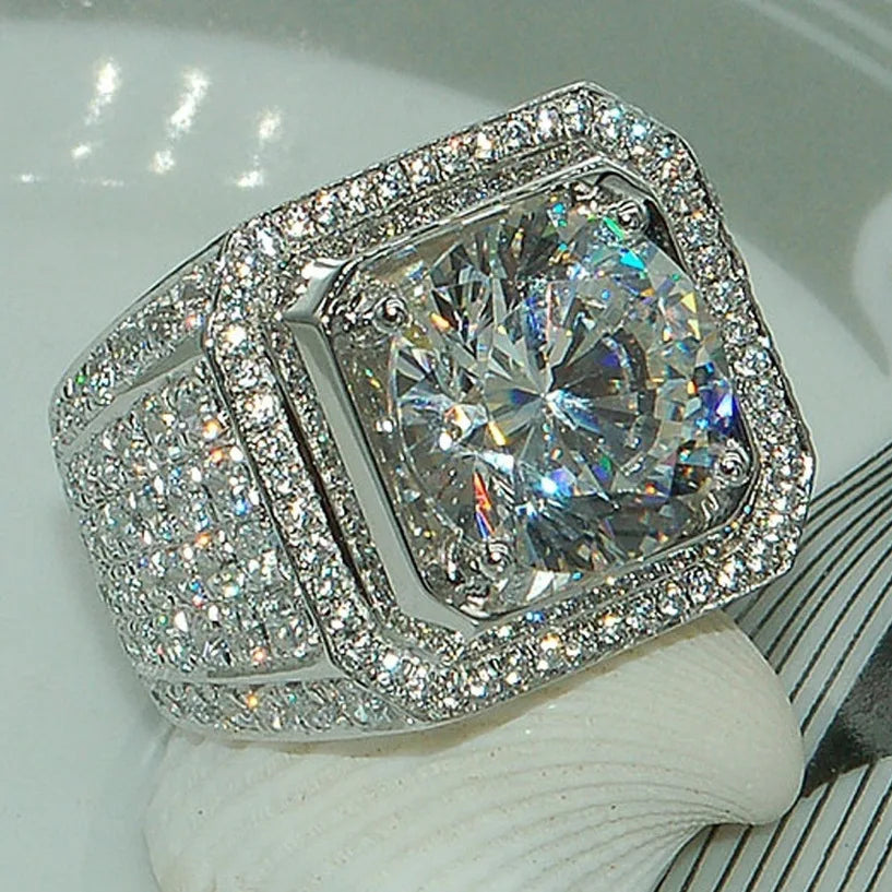 925 Sterling Silver Ring With Zircon Crystals