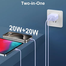 2-Pack 15 40W Dual Port Block With 2Pack 6FT USB C To C Fast Charger Cable