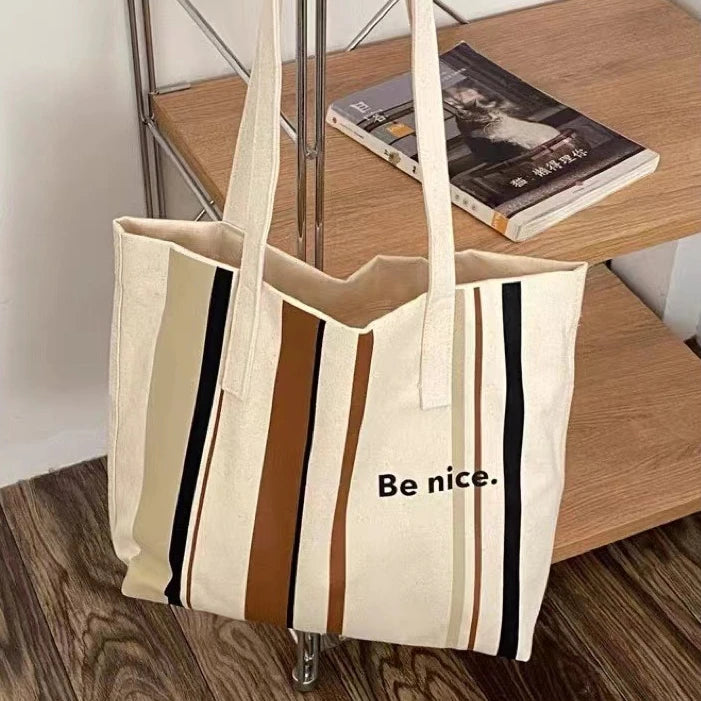 Simple Line One Shoulder Canvas Bag