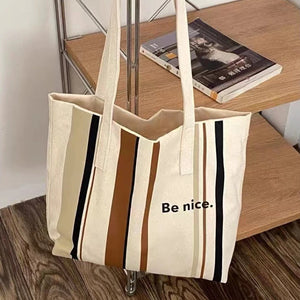 Simple Line One Shoulder Canvas Bag