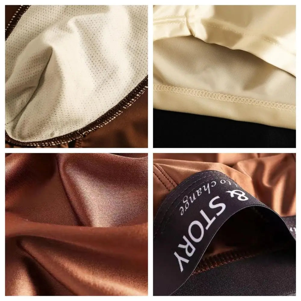 Breathable Thin Satin Seamless Mid Waist Boxers