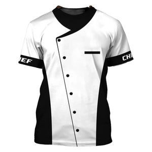 Short Sleeve 3D Print Chef Uniform