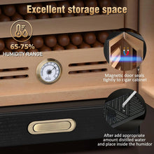 Spanish Cedar Wood Cigar Humidor Cabinet with Accessories Drawer, Precision Hygrometer and 2 Humidifiers