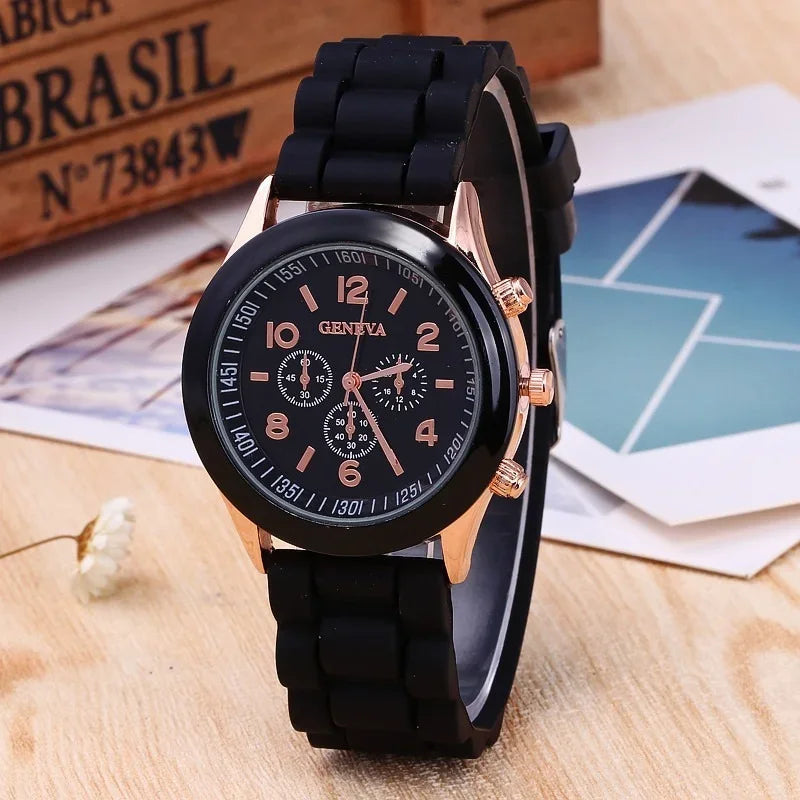 Geneva Ladies Silicone Strap Quartz Wristwatch