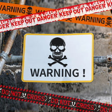 Halloween Props Warning line Plastic Skull Head Warning Tape