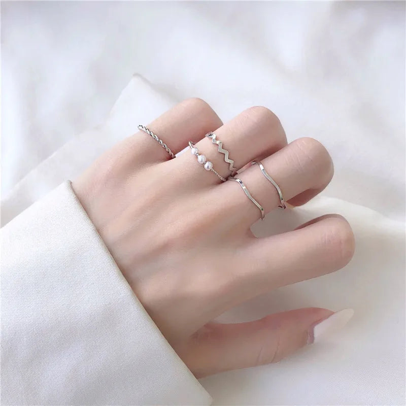 Silver Color Irregular Handmade Ring