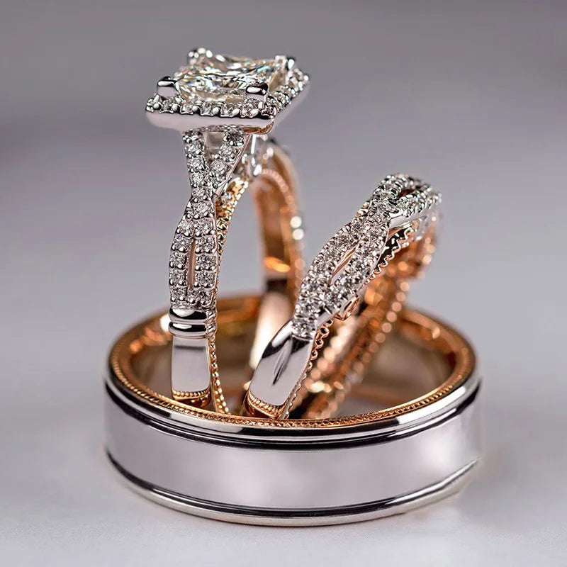 Vintage 3-in-1 Lab Diamond Promise Ring Set