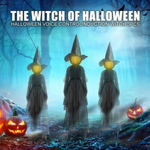 Halloween Creepy Wizard W/ 7 Color LED Light Holding Hands Screaming Witches with Sound Activated Sensor