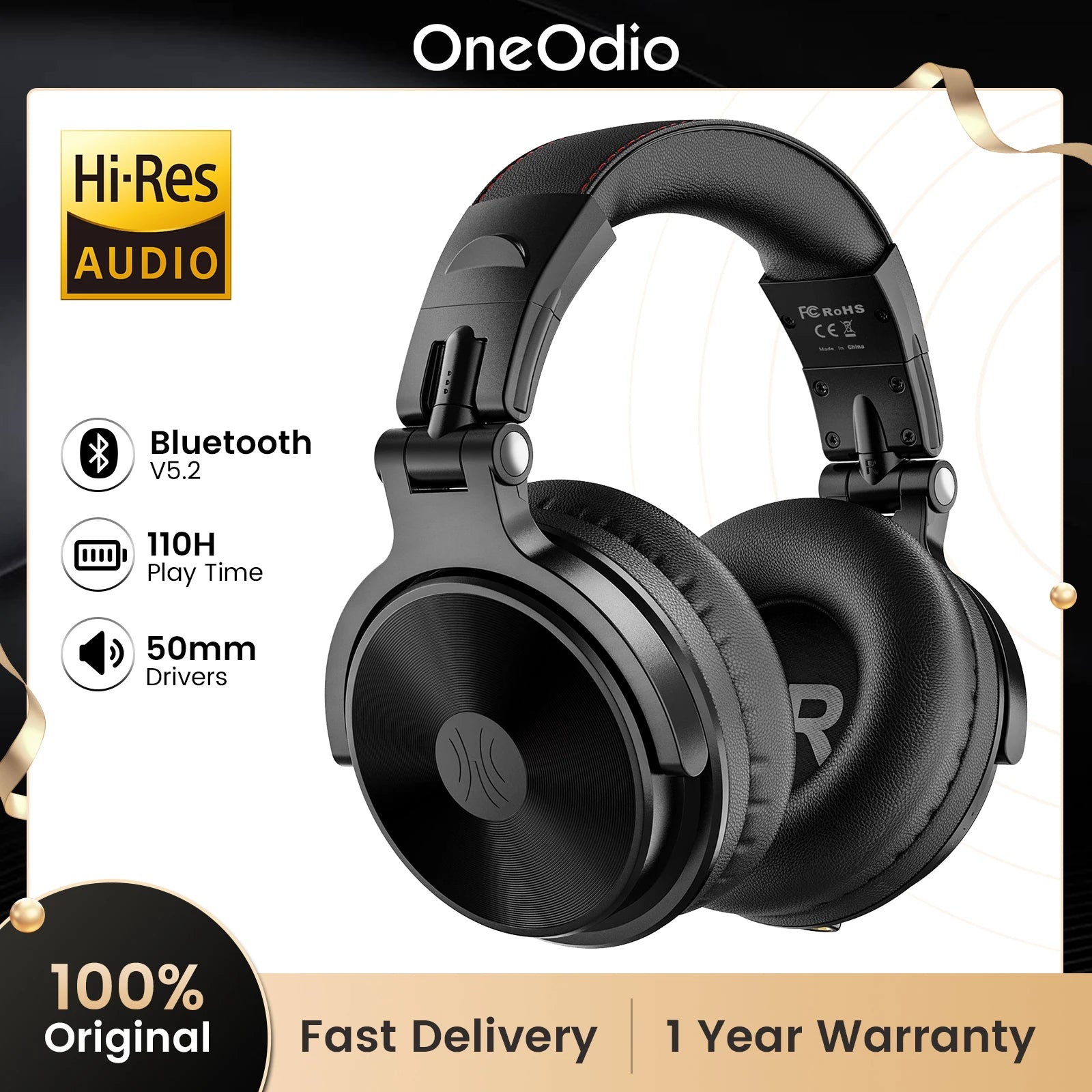 Oneodio Pro C Wireless Headphones Bluetooth 5.2 Deep Bass Stereo with Mic