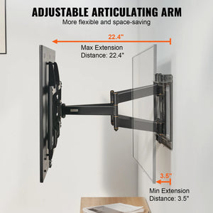 VEVOR Full Motion TV Mount Fit for Most 26-90in TVs Swivel Tilt Horizontal Adjustment