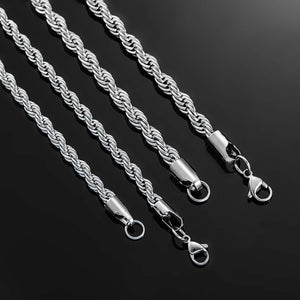 Stainless Steel Silver Twisted Rope Chain