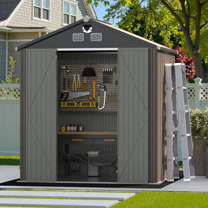 8 X 6FT Outdoor Storage Shed, Large Metal Tool Sheds