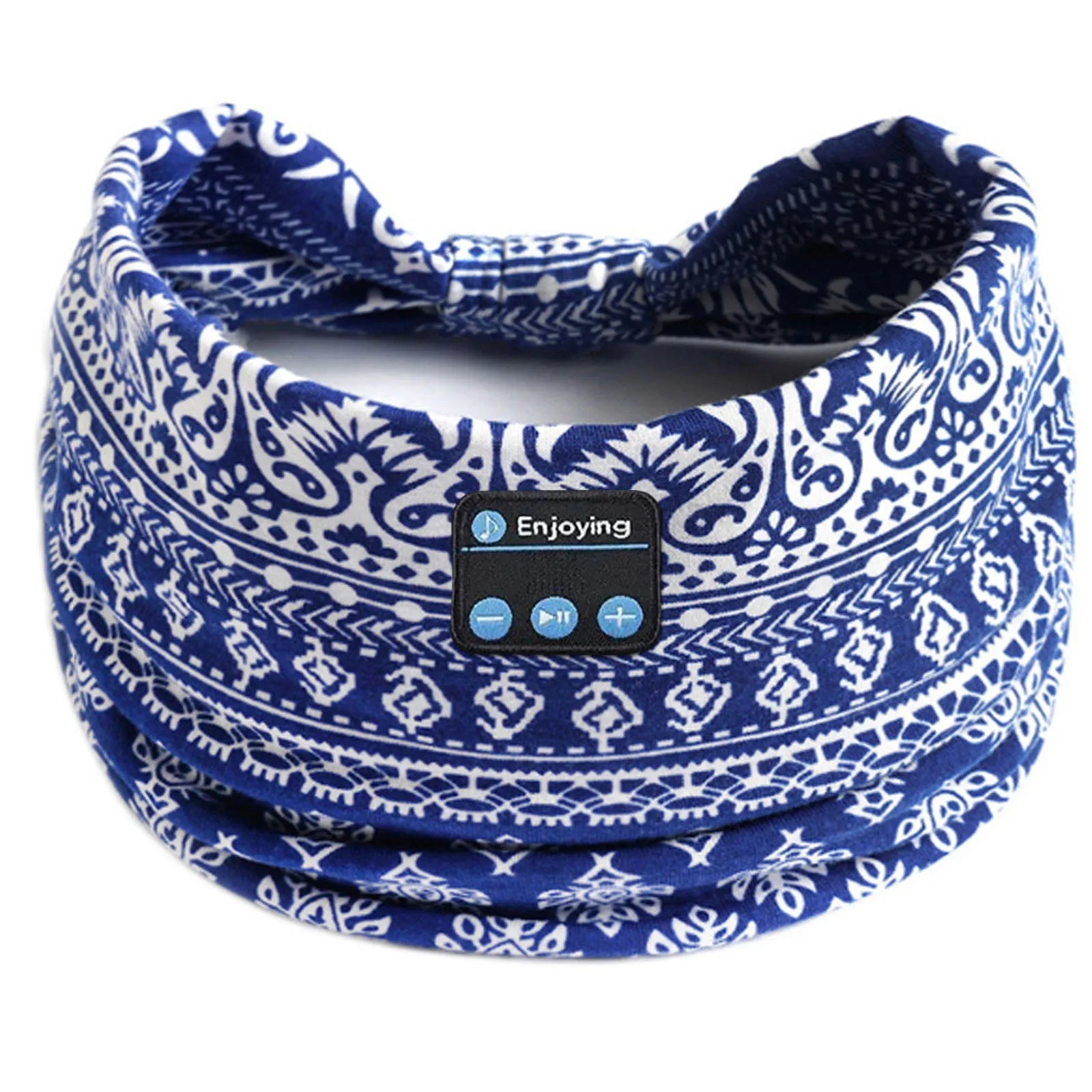 Wireless Bluetooth Floral Print Headband Headphones with Headset Microphone