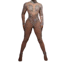 Sheer Rhinestone Sequined Stage Costume