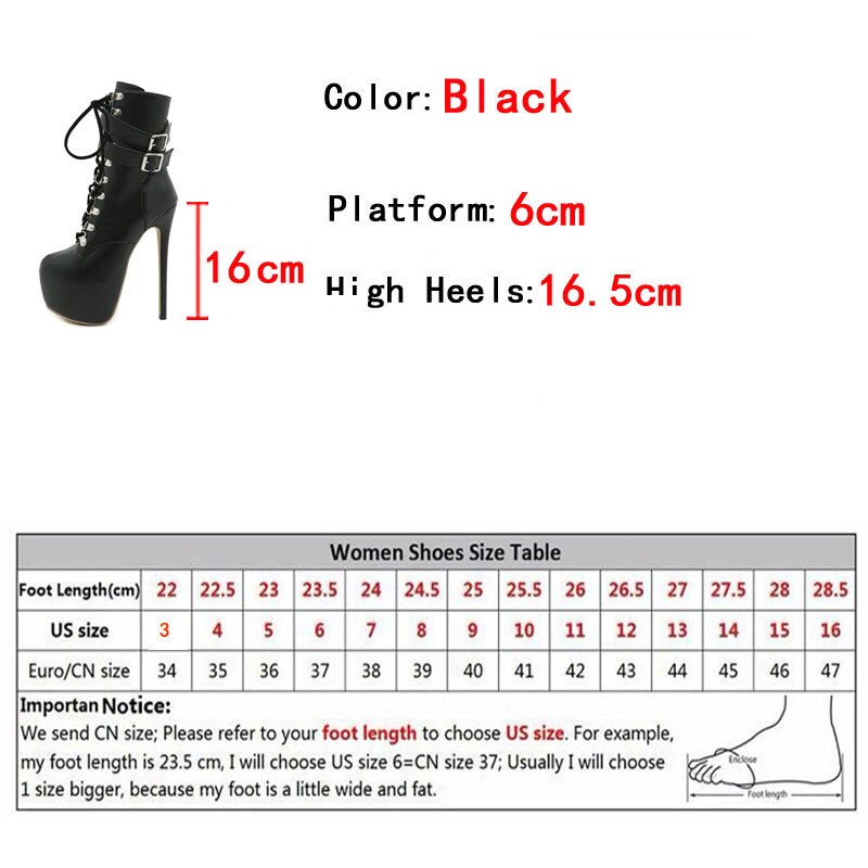 Platform High Heel Laced Boots