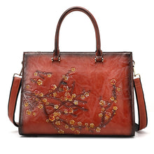 Large Capacity Leather Floral Embossed Shoulder Bag