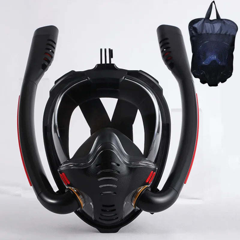 Double Tube Silicone Full Dry Diving Mask